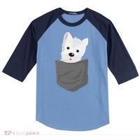 Dog In A Pocket Cute Westie Terrier Lover Puppy Raglan Baseball Sleeve Shirt thumb 0