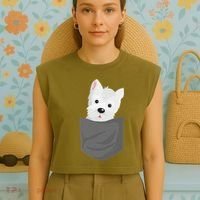 Dog In A Pocket Cute Westie Terrier Lover Puppy Garment-Dyed Women's Muscle Tee thumb 4