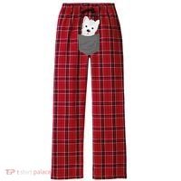 Dog In A Pocket Cute Westie Terrier Lover Puppy Women's Flannel Plaid Pajama Pants thumb 0