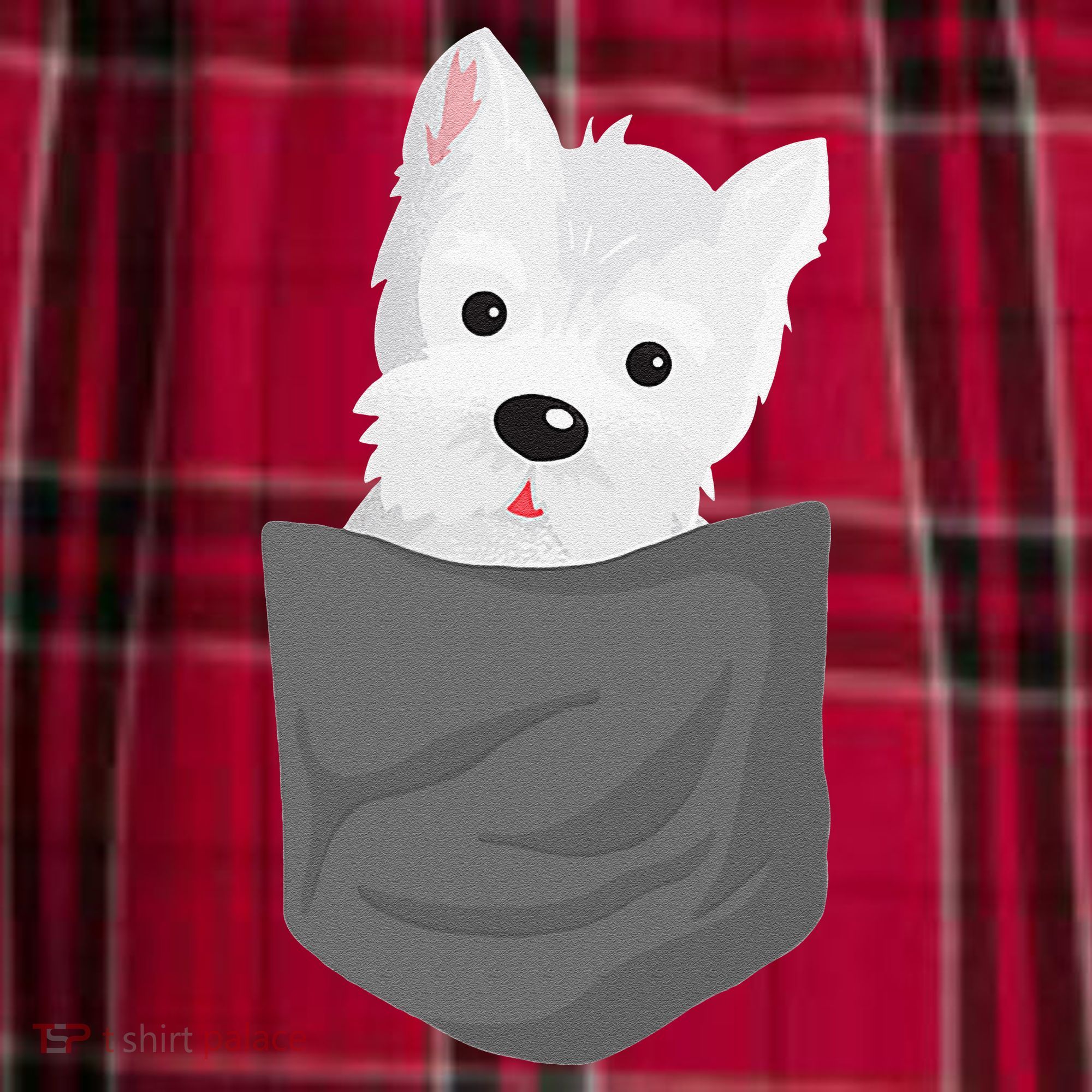 Dog In A Pocket Cute Westie Terrier Lover Puppy Women's Flannel Plaid Pajama Pants