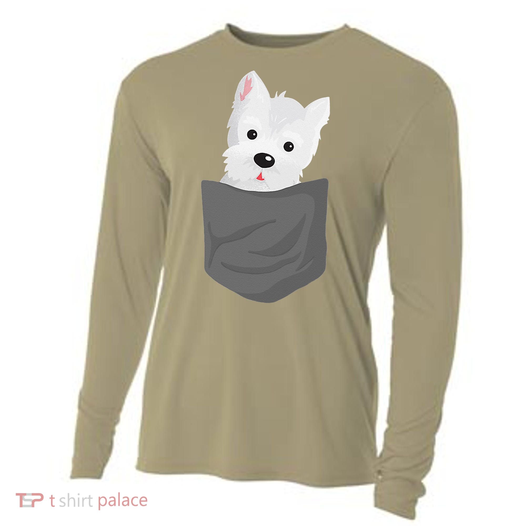 Dog In A Pocket Cute Westie Terrier Lover Puppy Cooling Performance Long Sleeve Crew