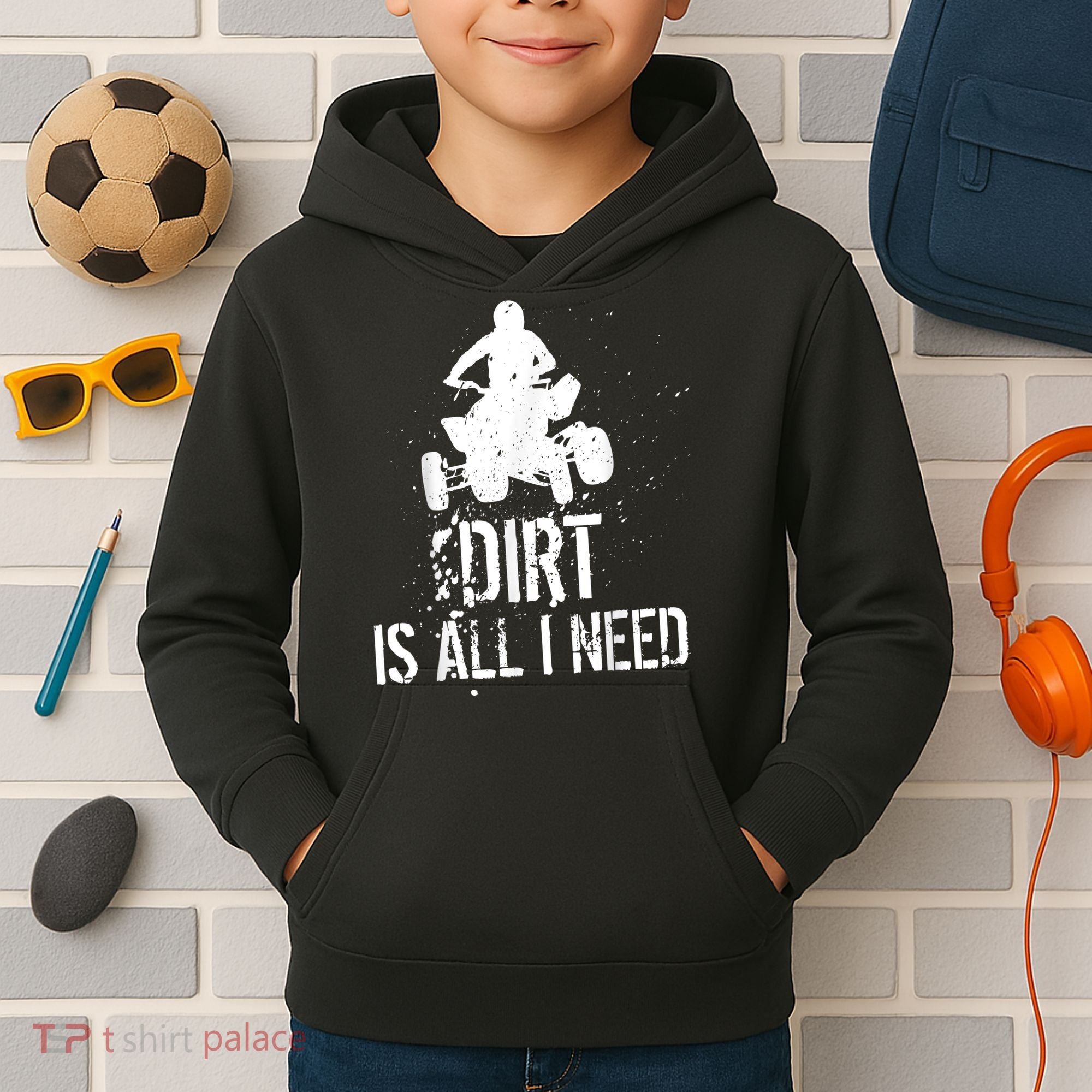 Dirt Is All I Need ATV Off Roading 4Wheeler Quad Biker Kids Hoodie