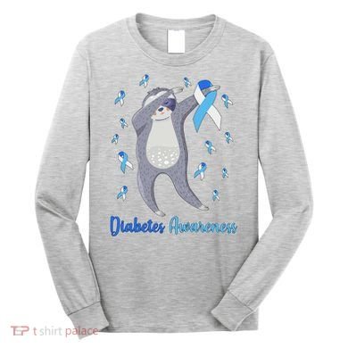 Diabetes Awareness Dabbing Sloth Long Sleeve Shirt