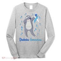 Diabetes Awareness Dabbing Sloth Long Sleeve Shirt thumb 0