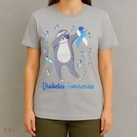 Diabetes Awareness Dabbing Sloth T-Shirt thumb 4