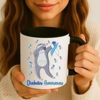 Diabetes Awareness Dabbing Sloth Coffee Mug thumb 3
