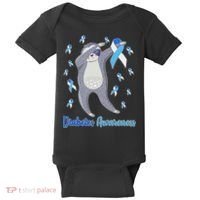 Diabetes Awareness Dabbing Sloth Baby Bodysuit thumb 0