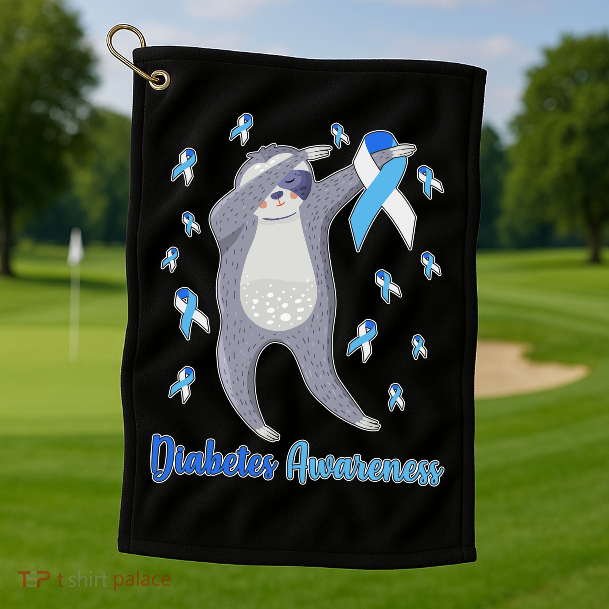 Diabetes Awareness Dabbing Sloth Golf Towel