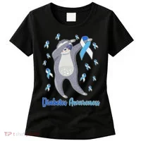 Diabetes Awareness Dabbing Sloth Women's T-Shirt thumb 0