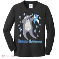 Diabetes Awareness Dabbing Sloth Kids Long Sleeve Shirt thumb 0