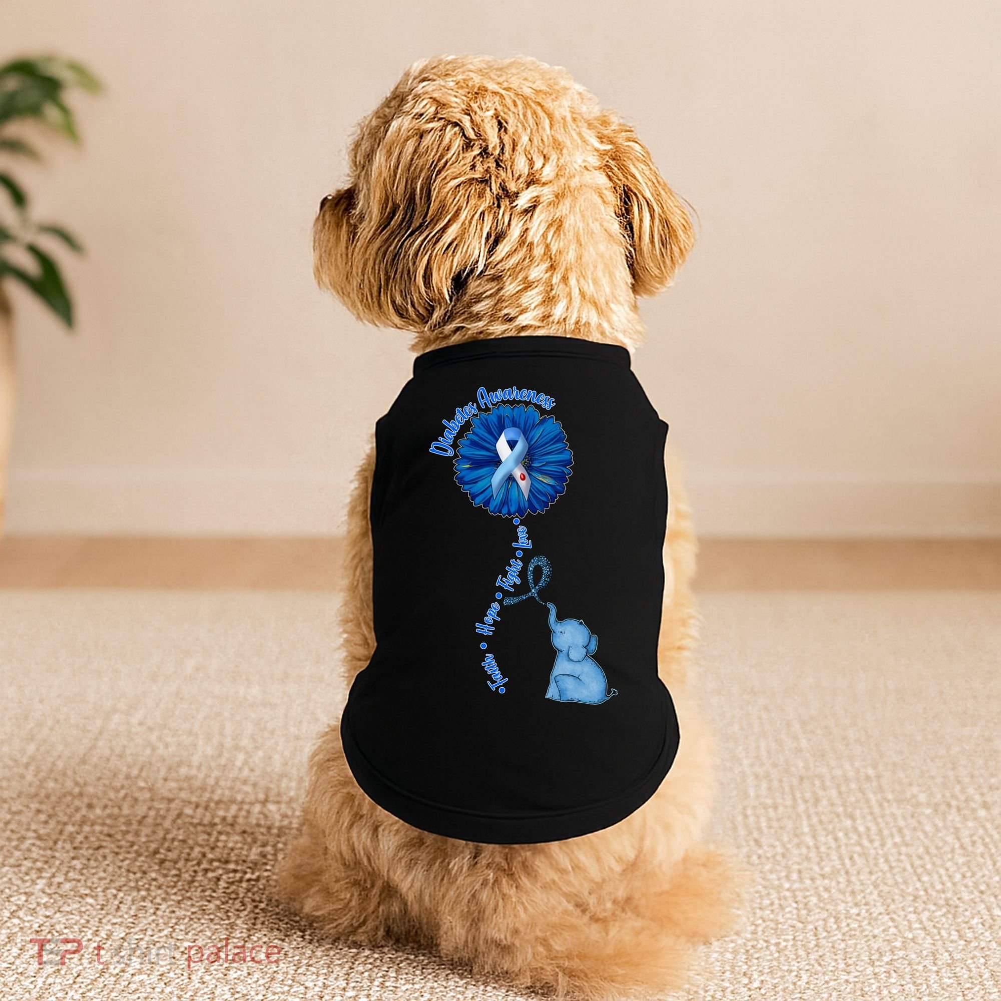 Diabetes Awareness Flower Elephant Doggie Tank