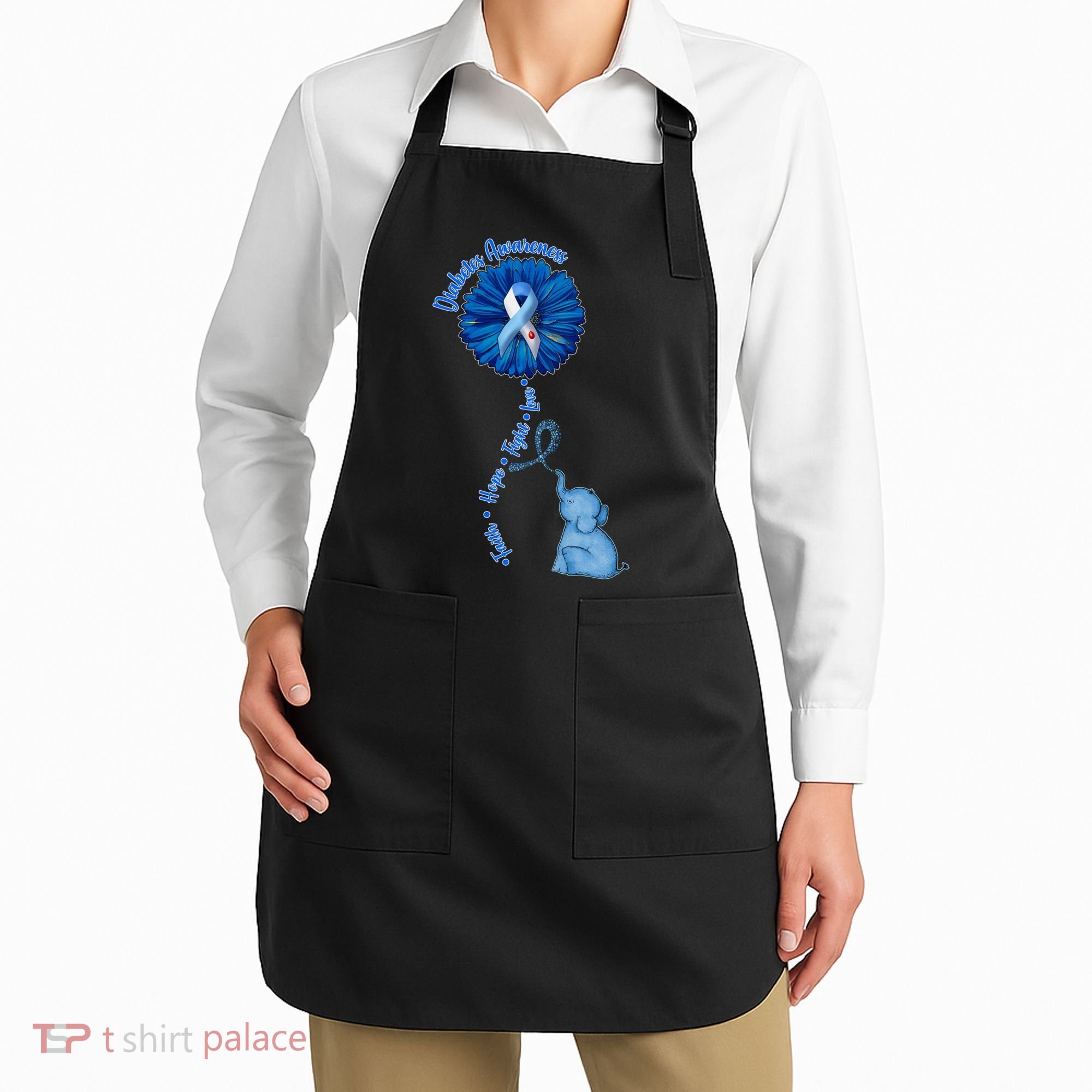 Diabetes Awareness Flower Elephant Apron