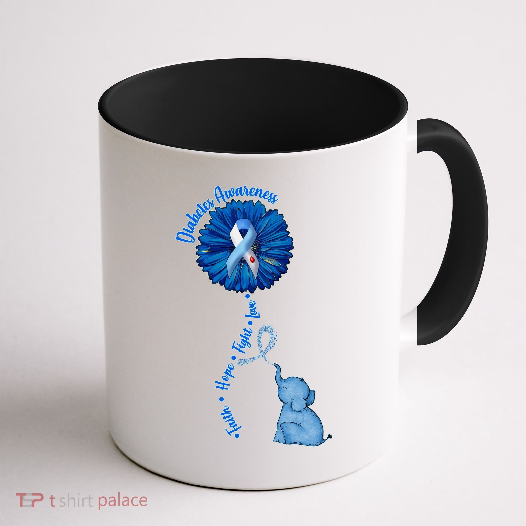 Diabetes Awareness Flower Elephant Coffee Mug