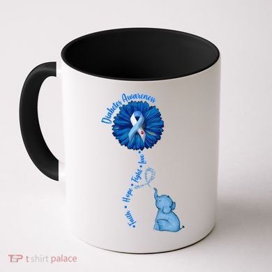 Diabetes Awareness Flower Elephant Coffee Mug