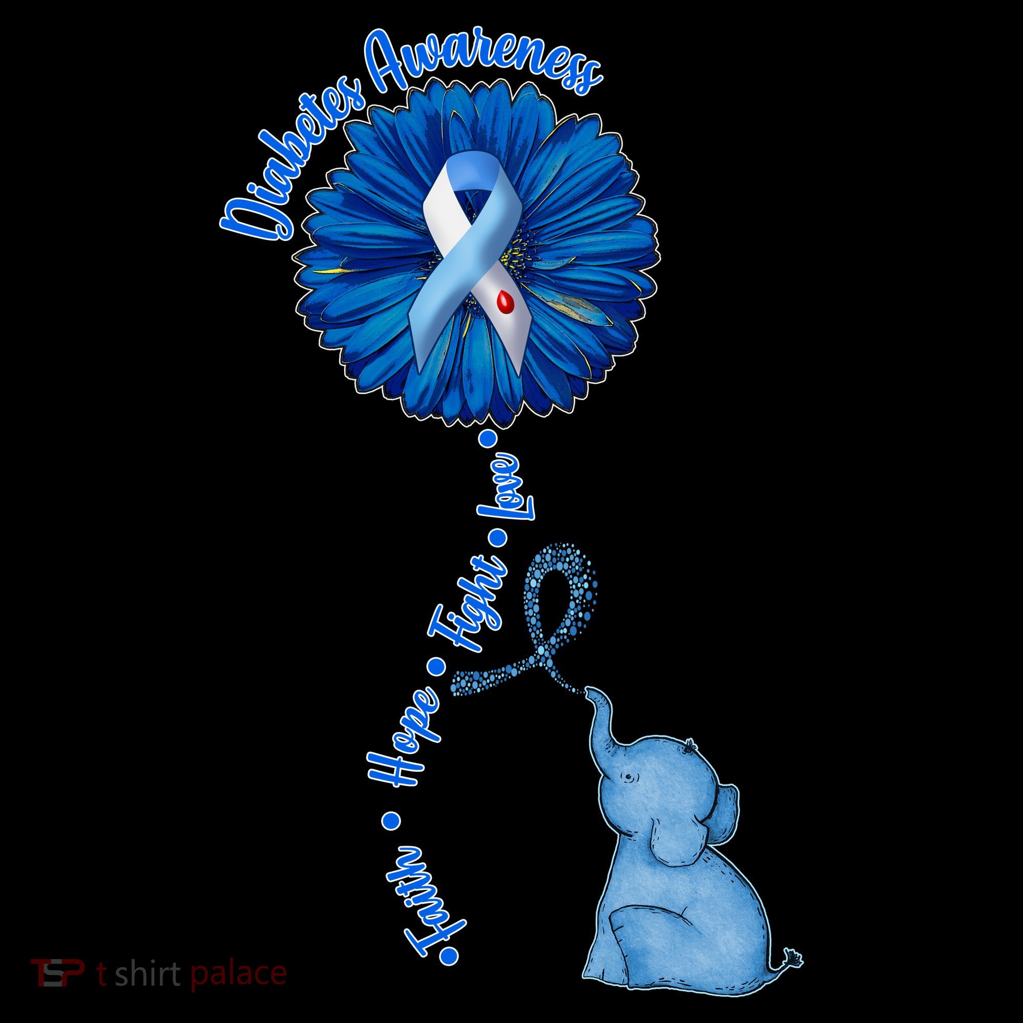 Diabetes Awareness Flower Elephant Ornament