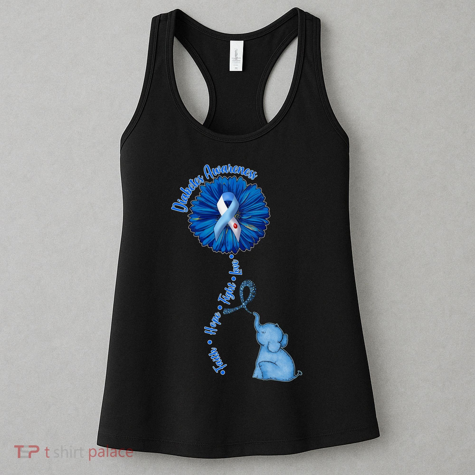 Diabetes Awareness Flower Elephant Women's Tank Top