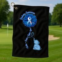 Diabetes Awareness Flower Elephant Golf Towel thumb 1