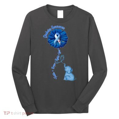Diabetes Awareness Flower Elephant Long Sleeve Shirt