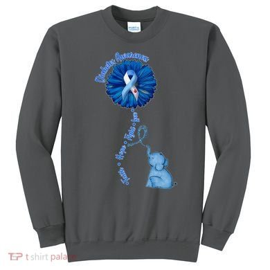 Diabetes Awareness Flower Elephant Sweatshirt