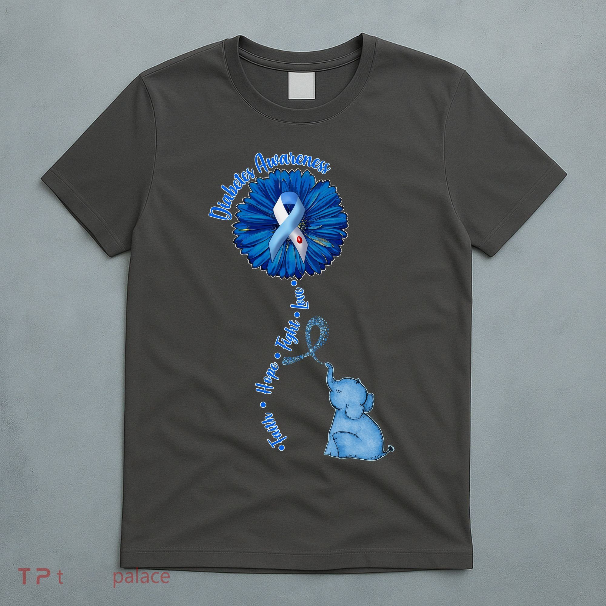 Diabetes Awareness Flower Elephant T-Shirt