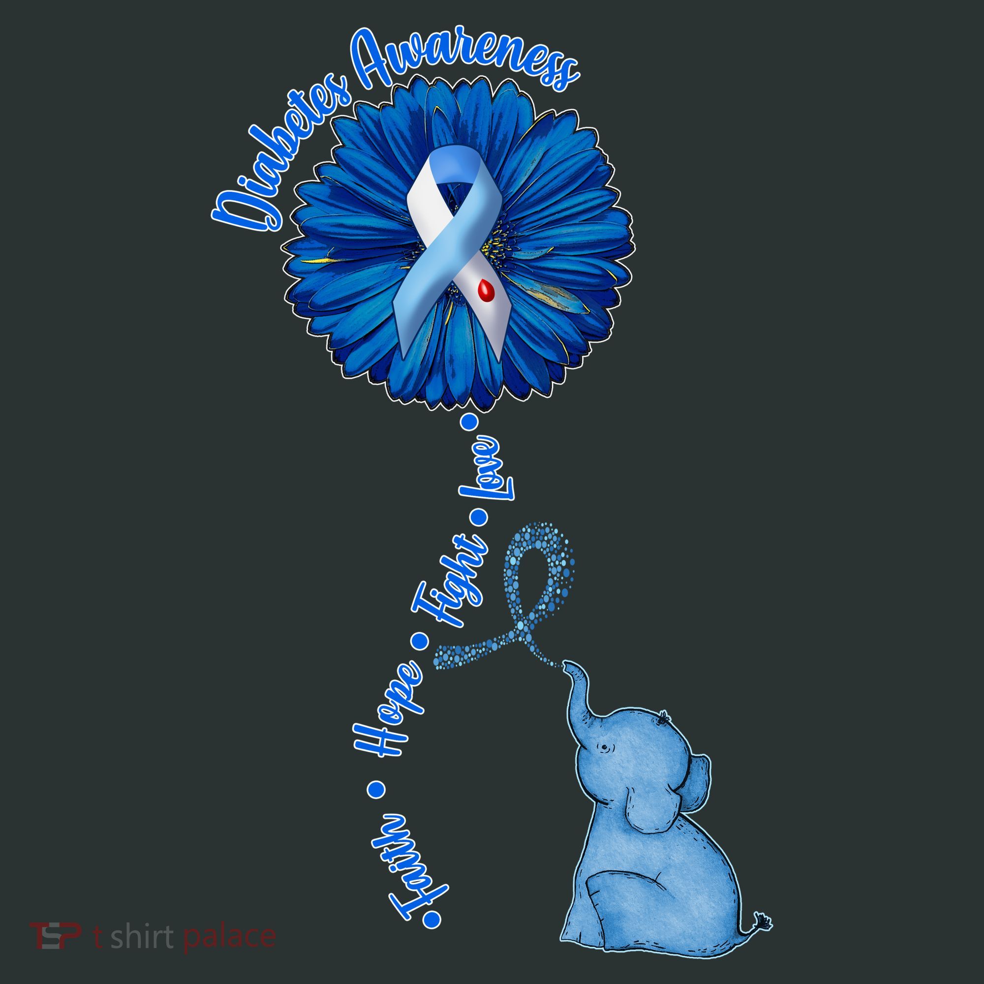 Diabetes Awareness Flower Elephant Button