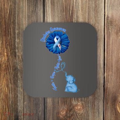 Diabetes Awareness Flower Elephant Coaster