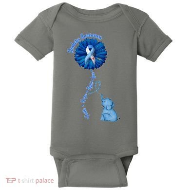 Diabetes Awareness Flower Elephant Baby Bodysuit