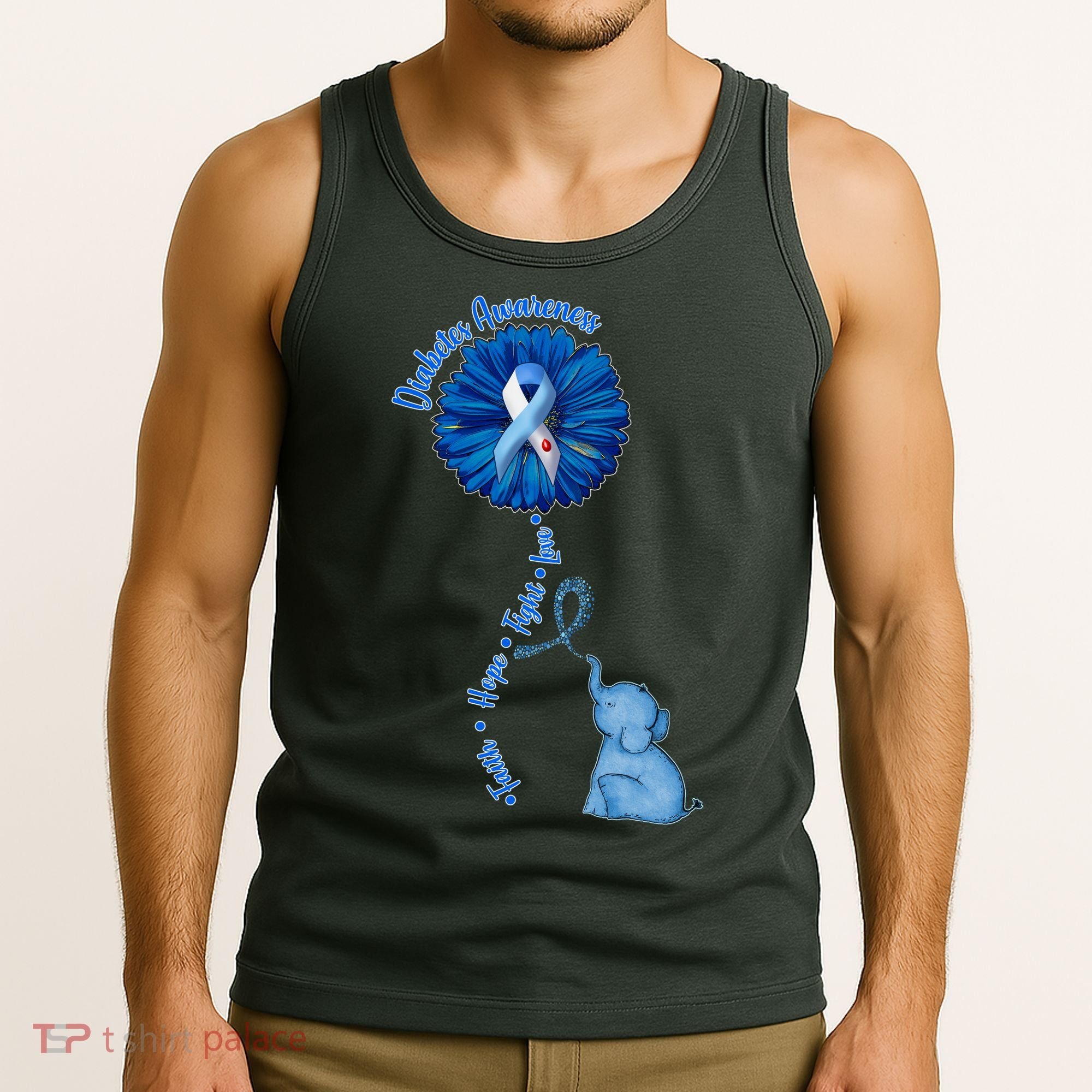 Diabetes Awareness Flower Elephant Tank Top
