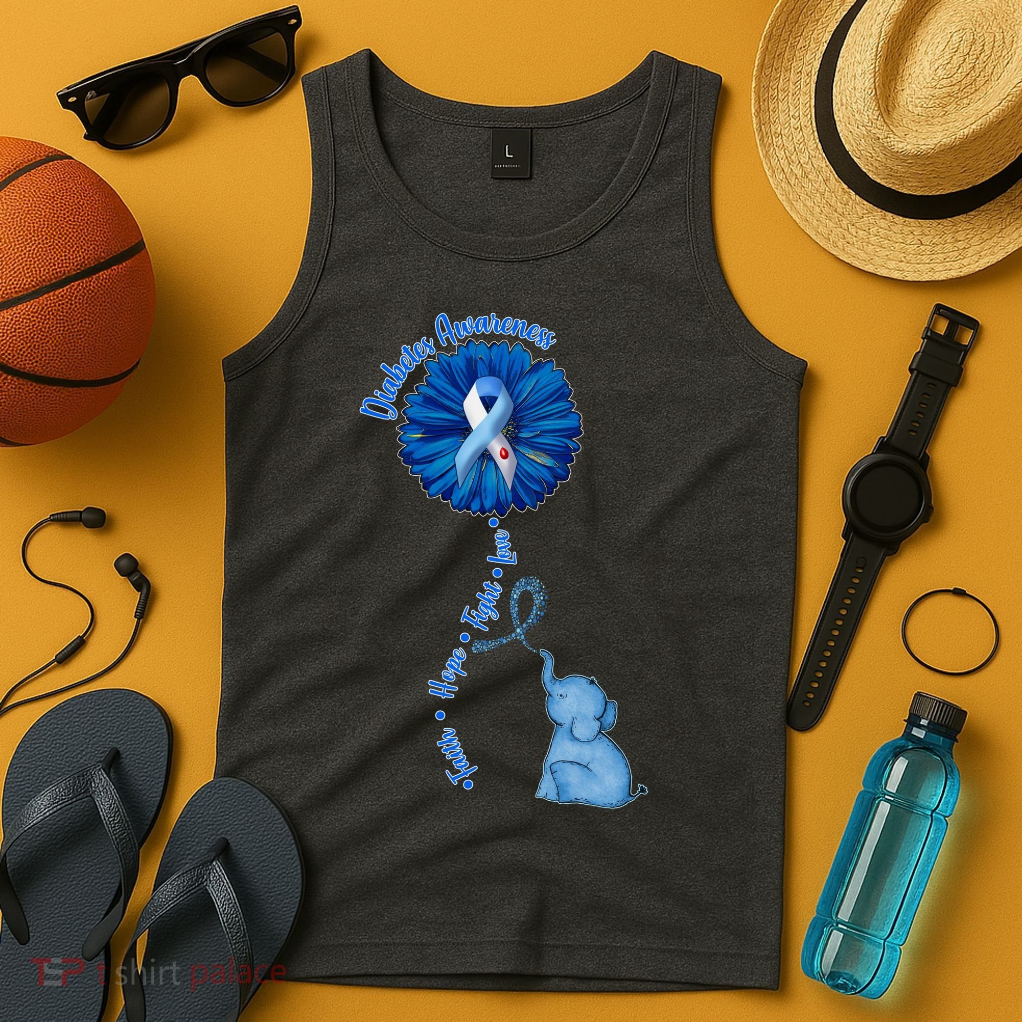 Diabetes Awareness Flower Elephant Tank Top