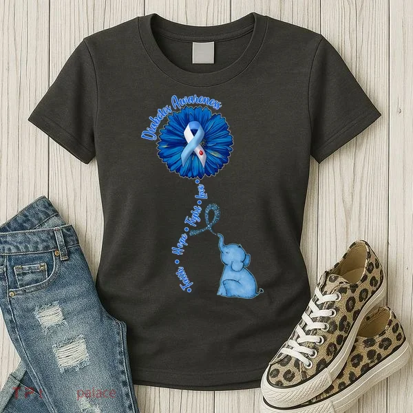 Diabetes Awareness Flower Elephant Women's T-Shirt