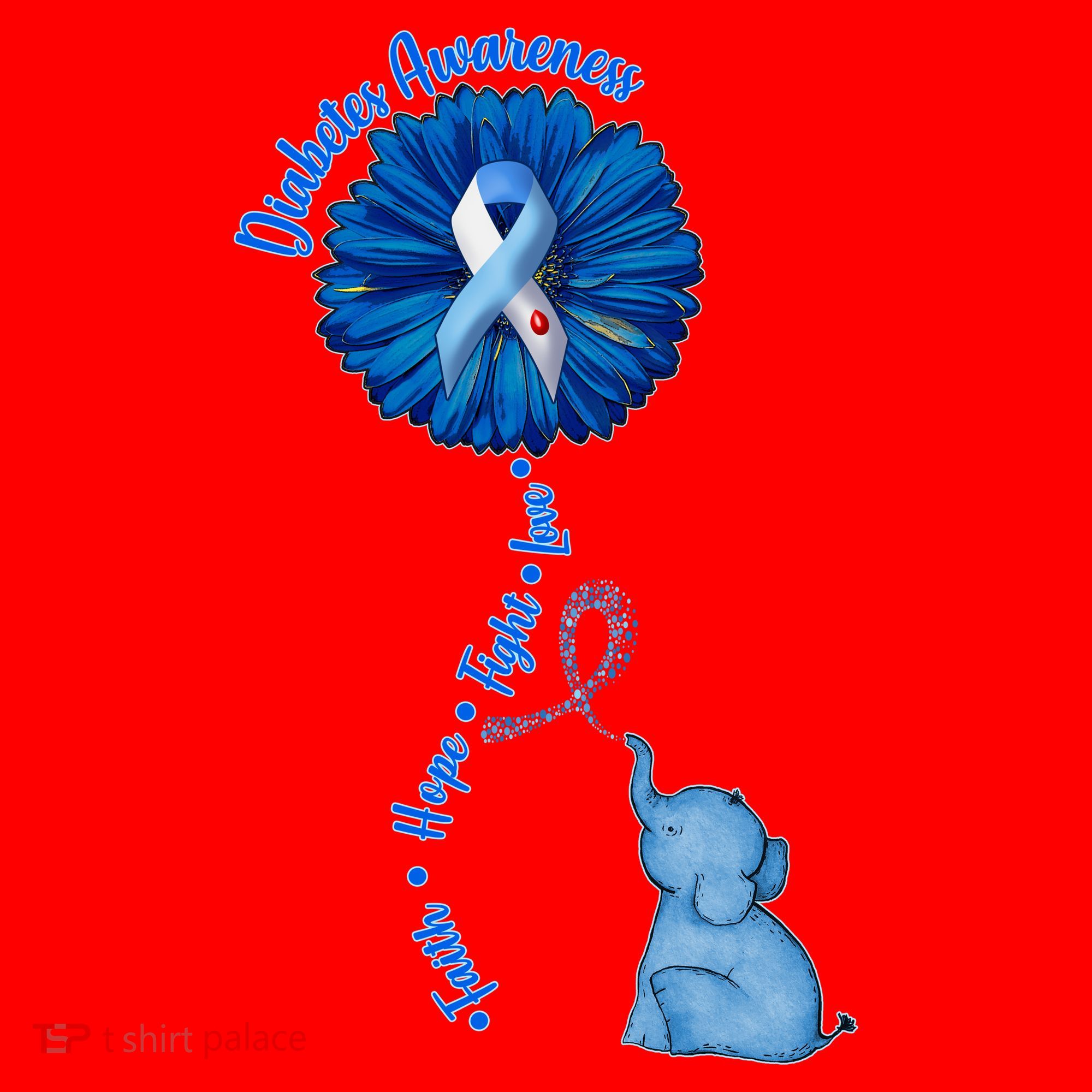 Diabetes Awareness Flower Elephant Santa Hat