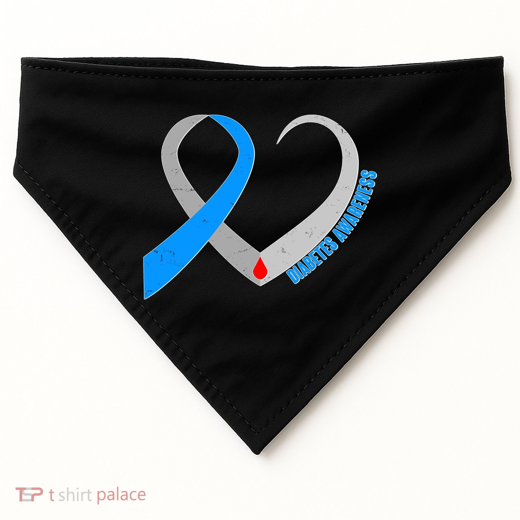 Diabetes Awareness Heart USA-Made Doggie Bandana