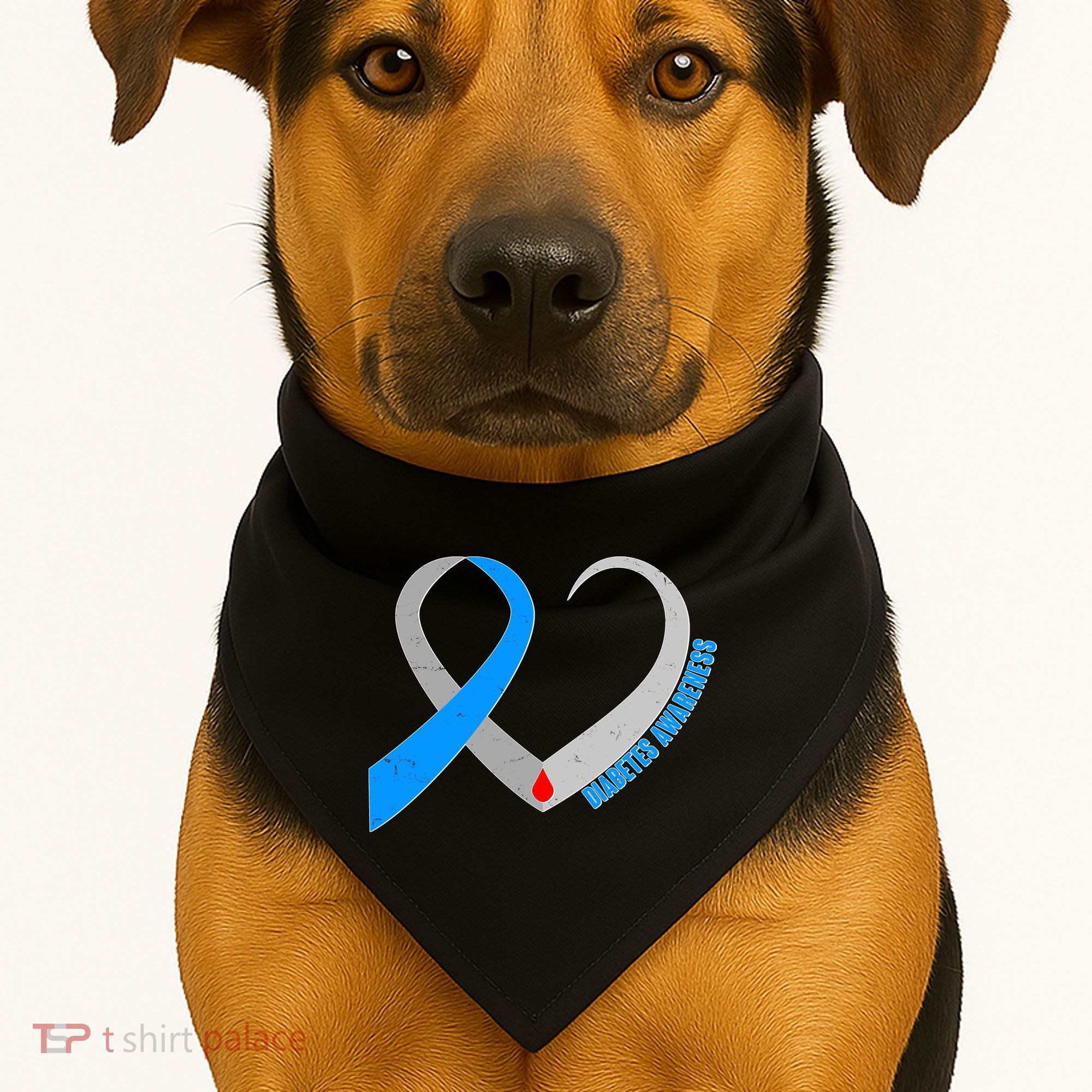 Diabetes Awareness Heart USA-Made Doggie Bandana