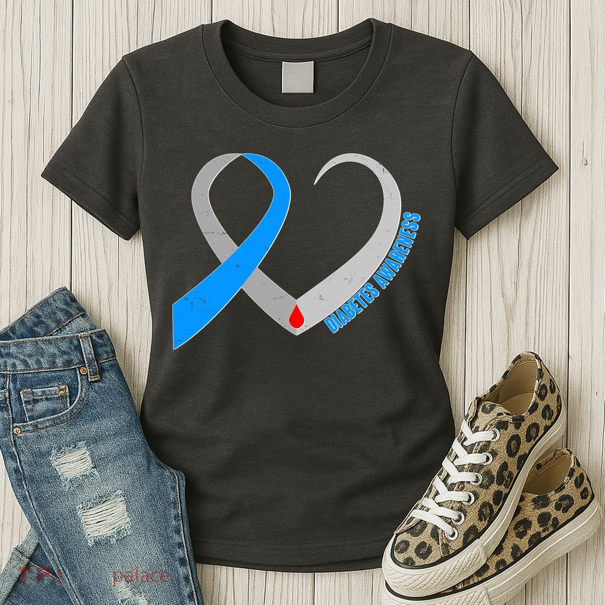 Diabetes Awareness Heart Women's T-Shirt