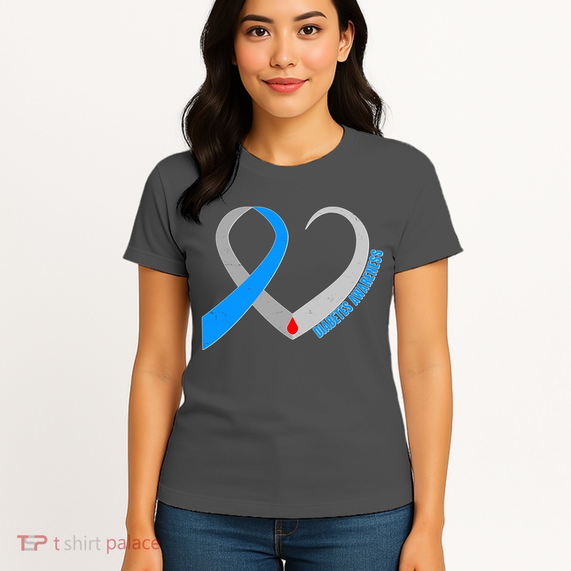 Diabetes Awareness Heart Women's T-Shirt