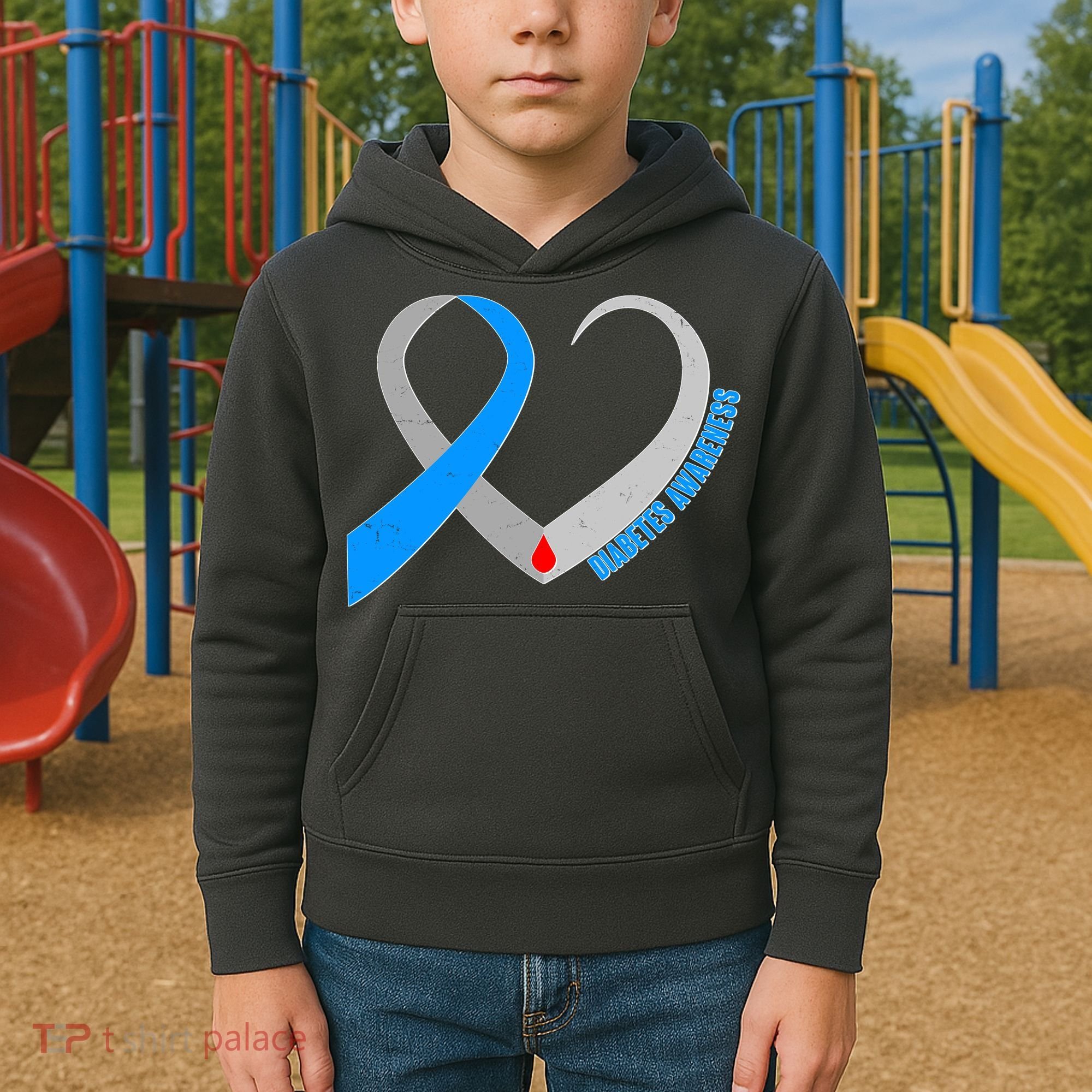 Diabetes Awareness Heart Kids Hoodie