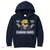 Diamond Hands Funny Stock Meme Kids Hoodie thumb 0