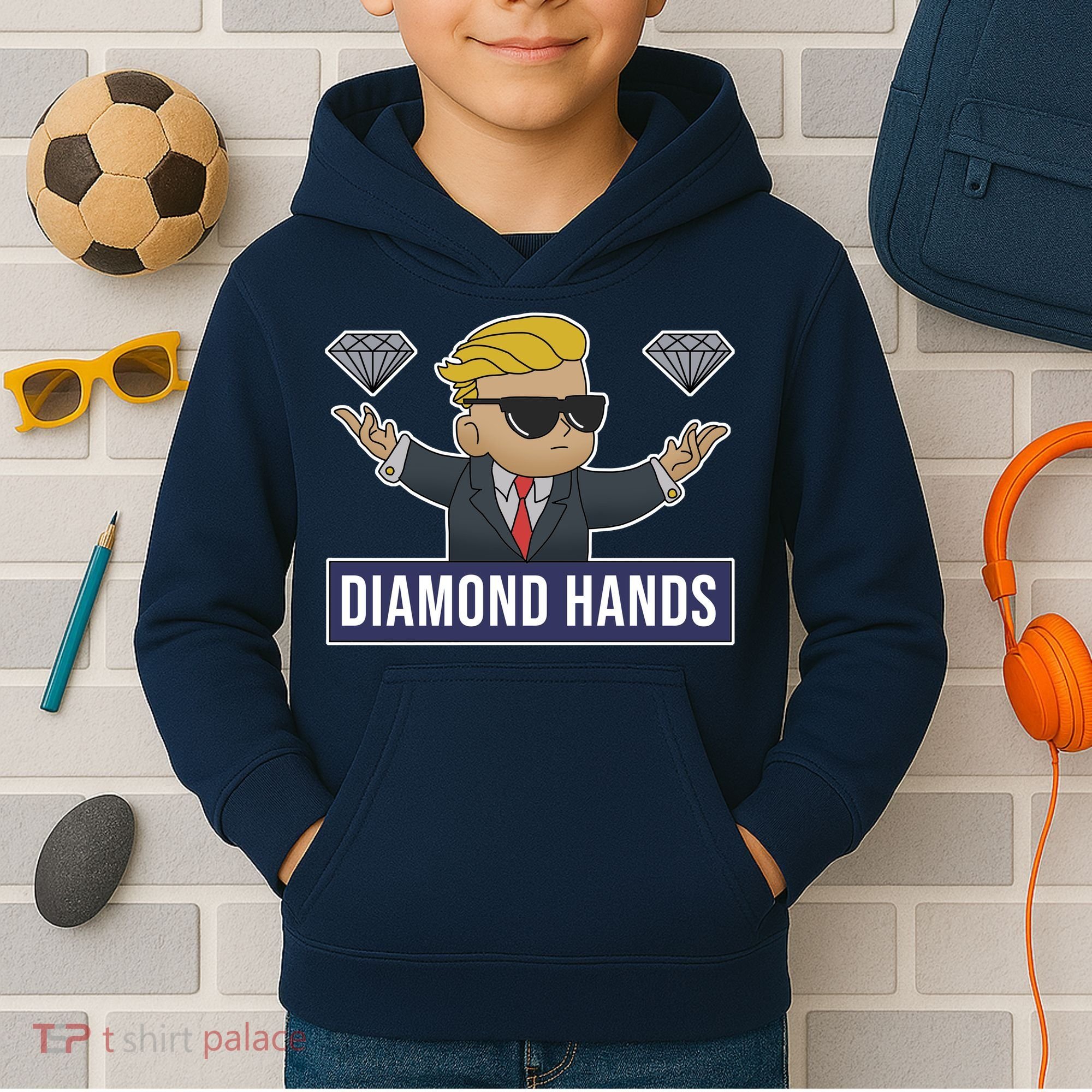 Diamond Hands Funny Stock Meme Kids Hoodie