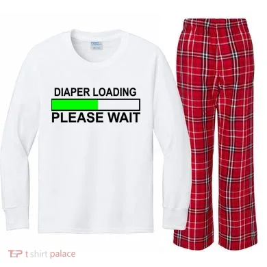 Diaper Loading Please Wait Kids Long Sleeve Plaid Pajama Set
