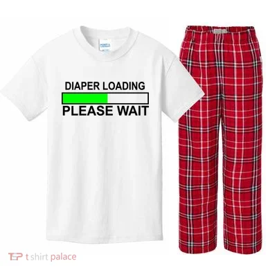 Diaper Loading Please Wait Kids Plaid Pajama Set