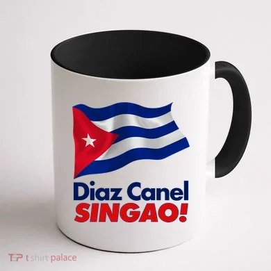Diaz Canel Singao! Cuban Flag Coffee Mug back