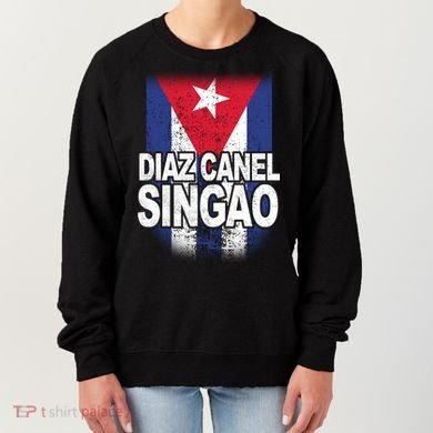 Diaz Canel Singao Cuban Flag Distressed Women's Sweatshirt