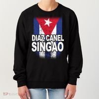 Diaz Canel Singao Cuban Flag Distressed Women's Sweatshirt thumb 0