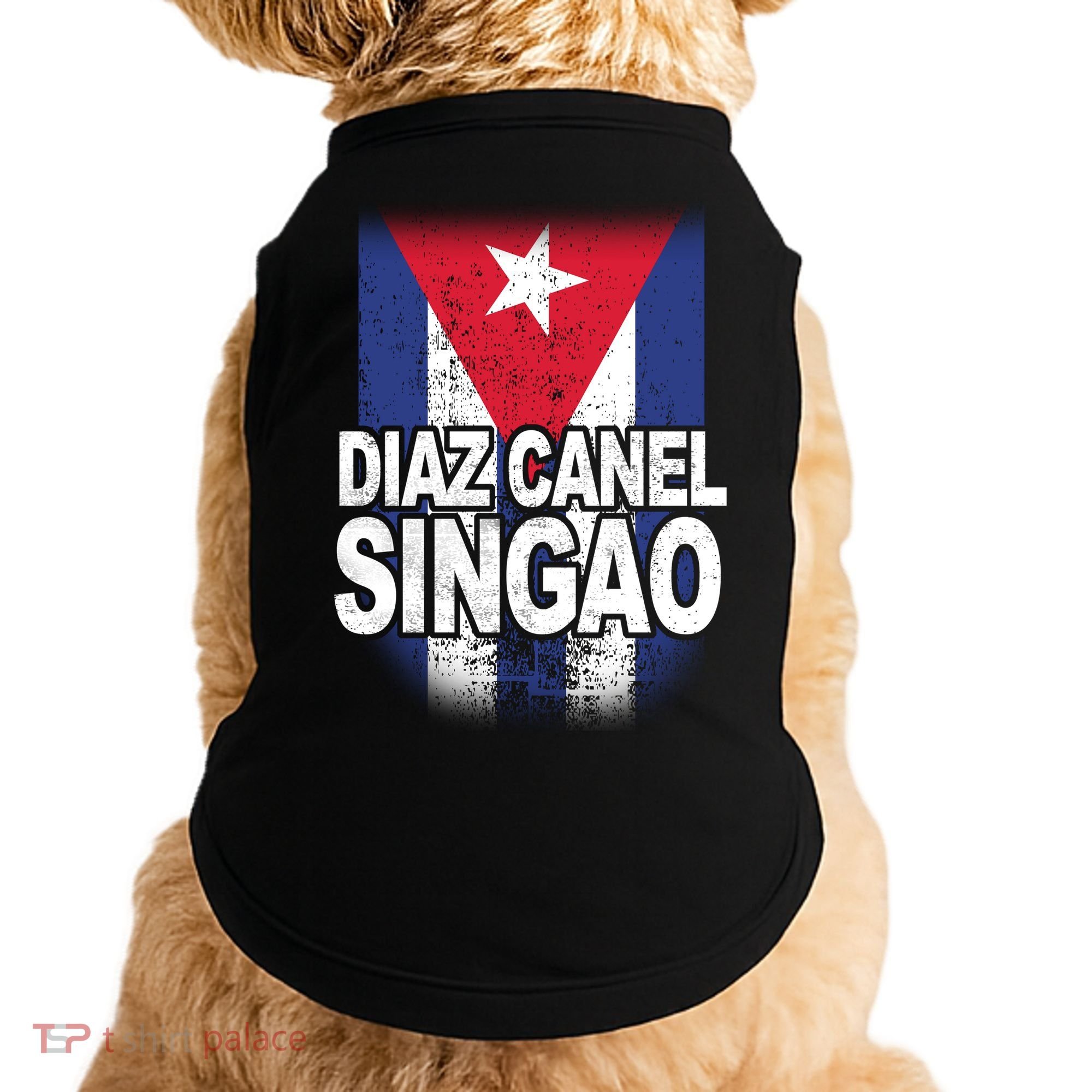 Diaz Canel Singao Cuban Flag Distressed Doggie Tank