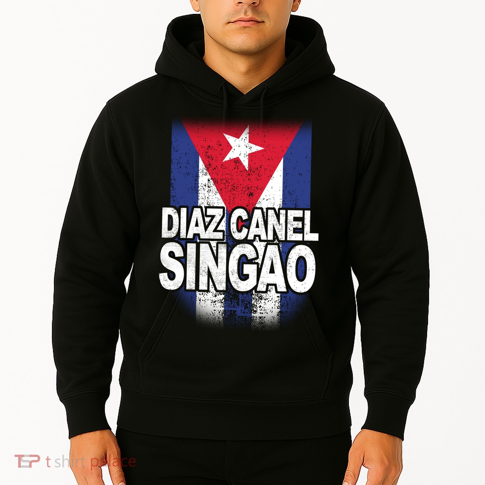 Diaz Canel Singao Cuban Flag Distressed Hoodie