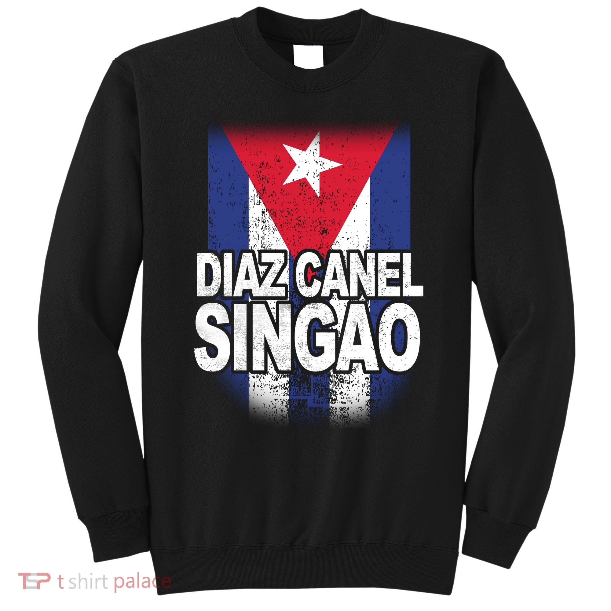 Diaz Canel Singao Cuban Flag Distressed Sweatshirt