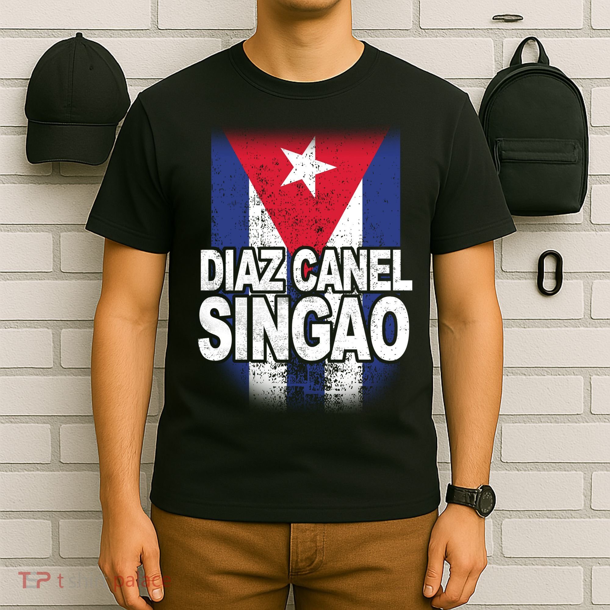 Diaz Canel Singao Cuban Flag Distressed T-Shirt