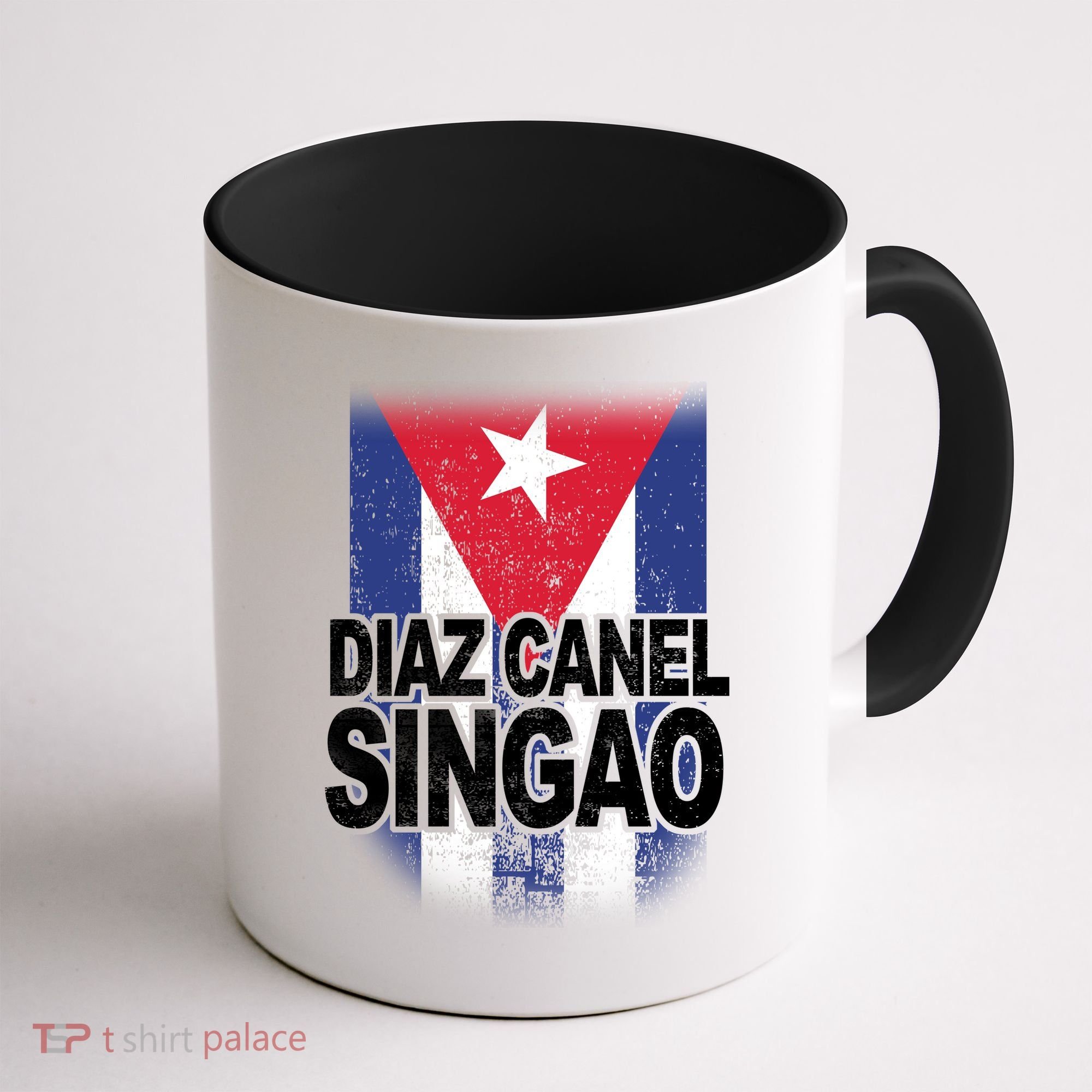 Diaz Canel Singao Cuban Flag Distressed Coffee Mug