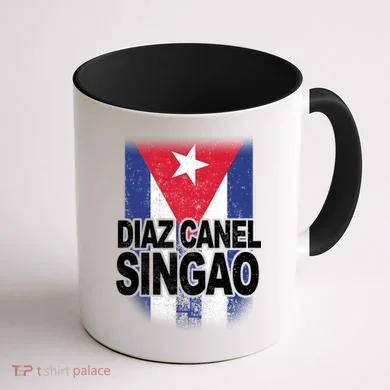 Diaz Canel Singao Cuban Flag Distressed Coffee Mug back