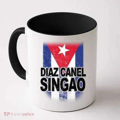 Diaz Canel Singao Cuban Flag Distressed Coffee Mug